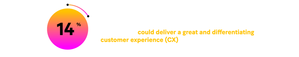 At banks, only 14% of top decision makers believe their organization's technology infrastructure and applications could deliver a a great customer experience. 