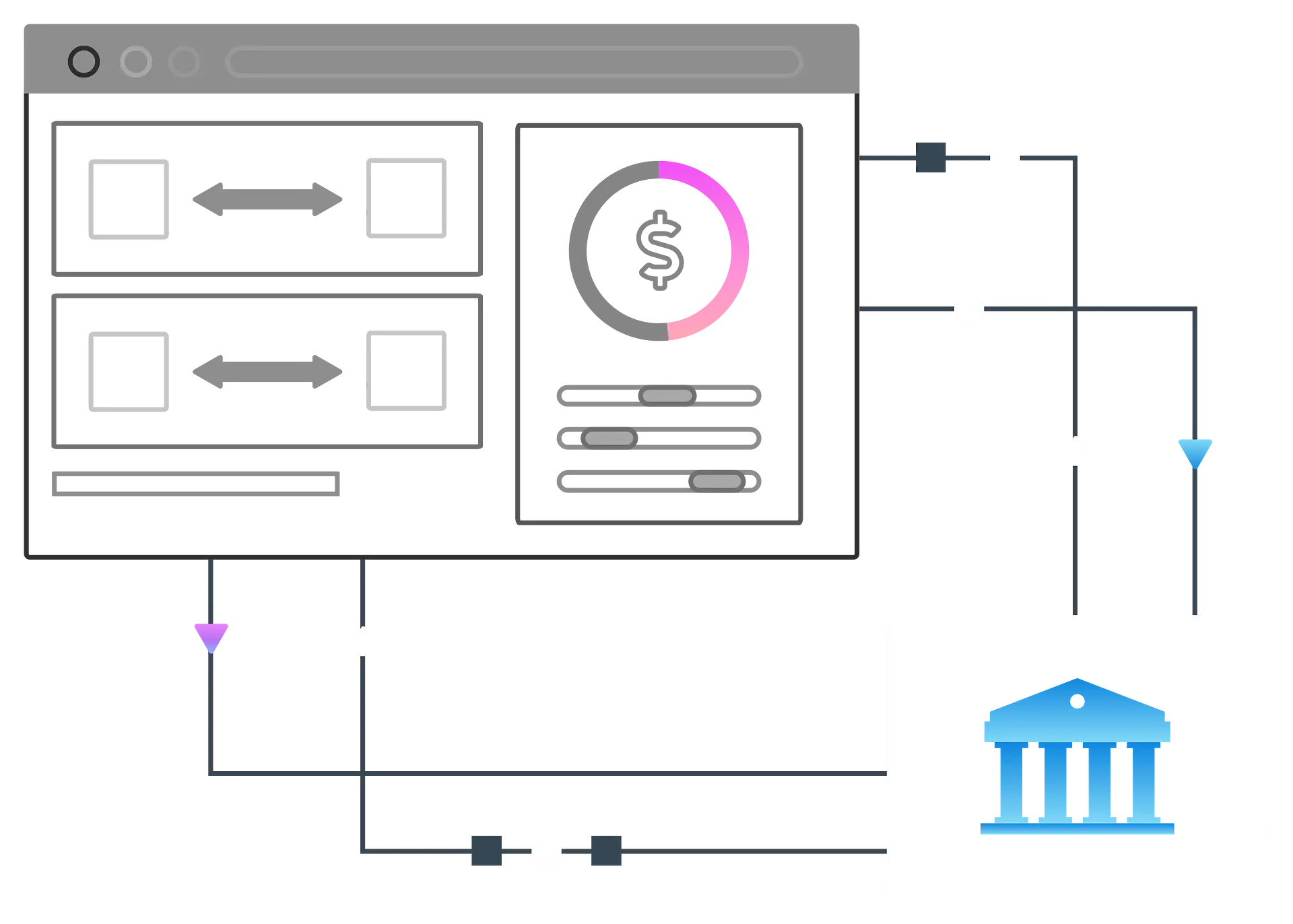 Scheme of automotive finance industry illustrating the interactions between the client and lender